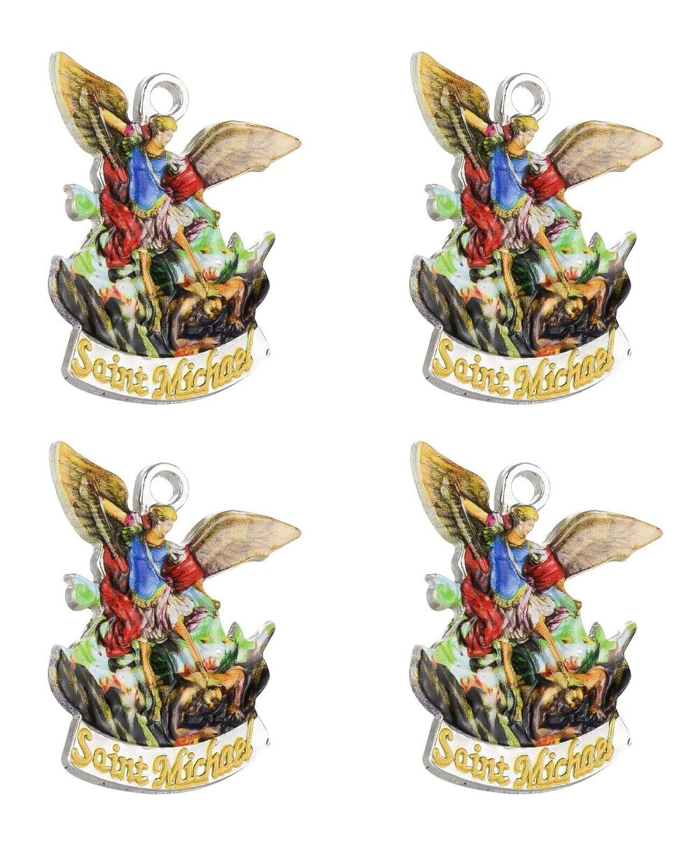 9850 Enamel Christian Saint Michael The Archangel Defeating Satan Guardian